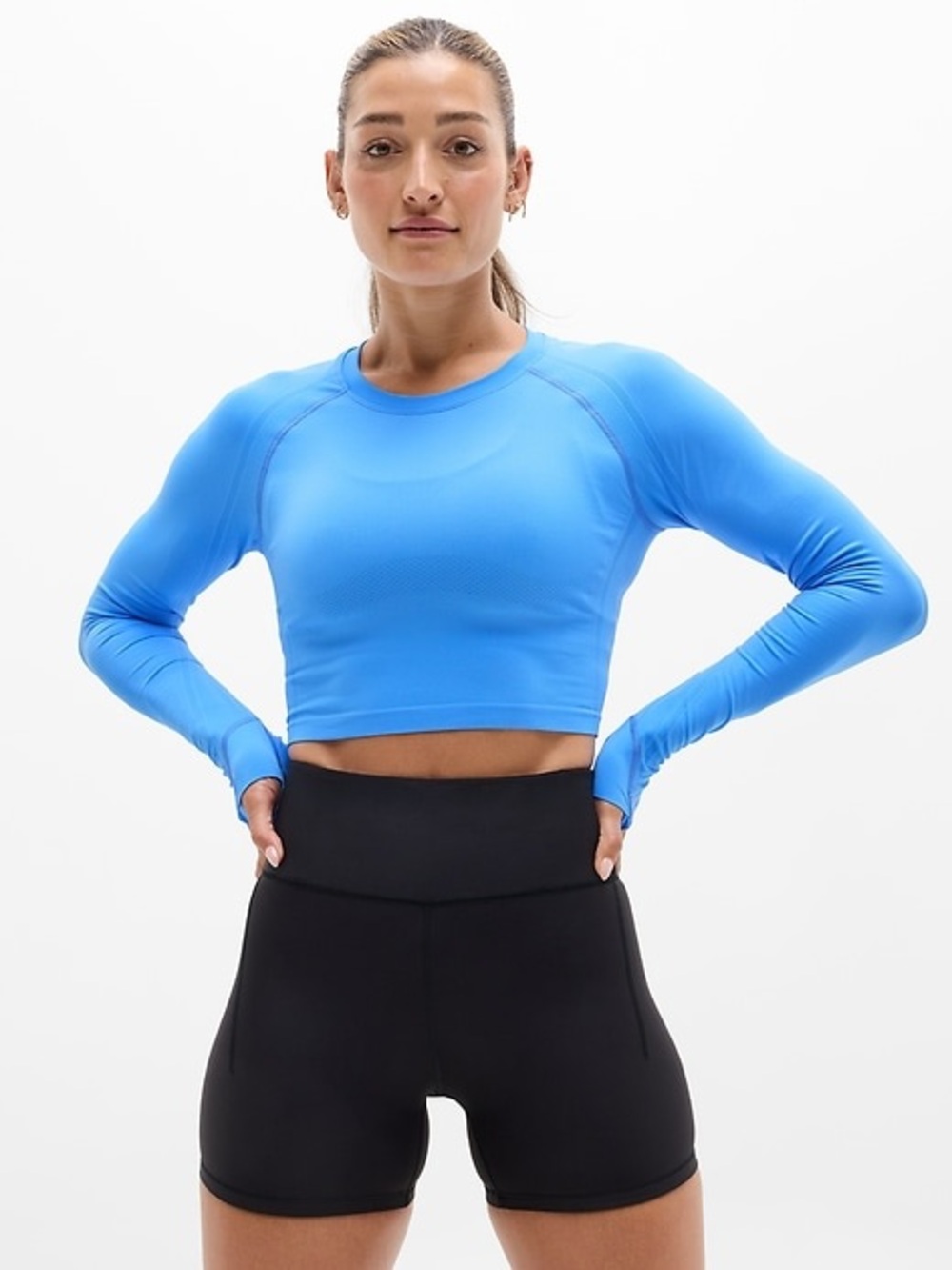 Athleta Momentum Flex Crop Top- Large- Cornflower blue